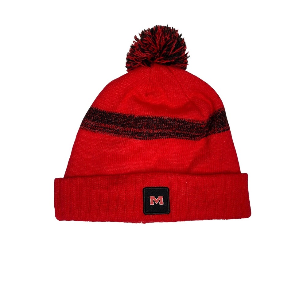 Nike Pom‎ Beanie Ole Miss Rebels Red Cuffed Knit NCAA SEC OSFM
